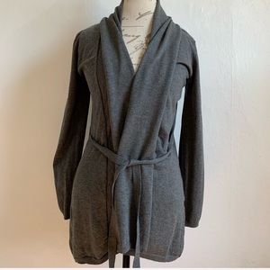 Zara Knit Belted Cardigan Sweater Gray